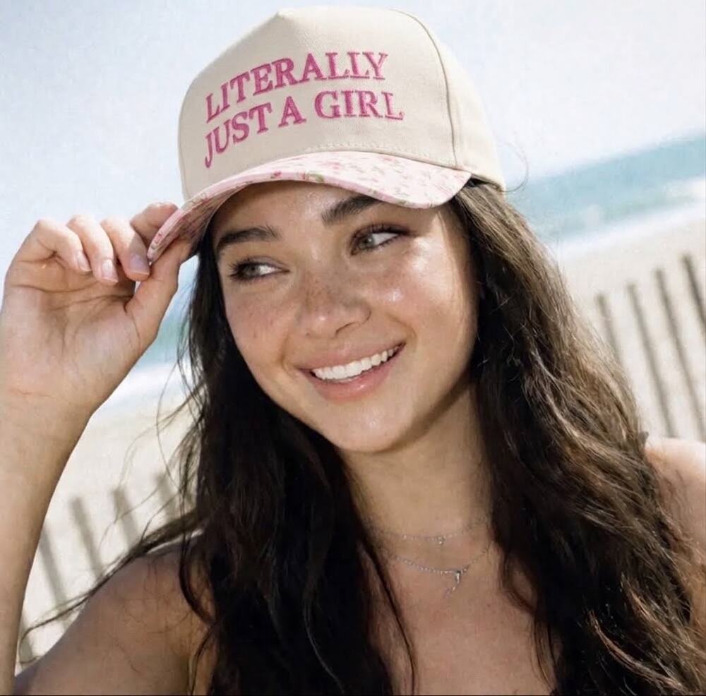 Zenana "Literally Just A Girl" Floral Brim Baseball Cap Hat